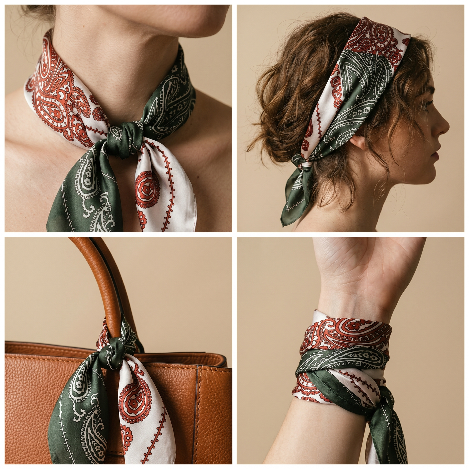 Bracksley multicolor paisley satin scarf for women, 27 inch square — view 3