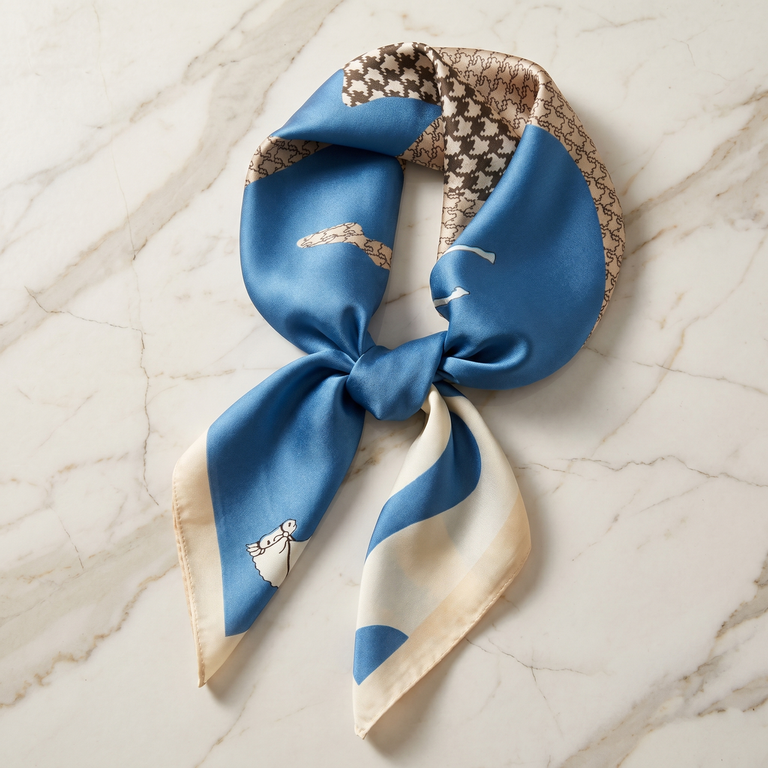 Bracksley blue klassisch satin scarf for women, 27 inch square — view 1