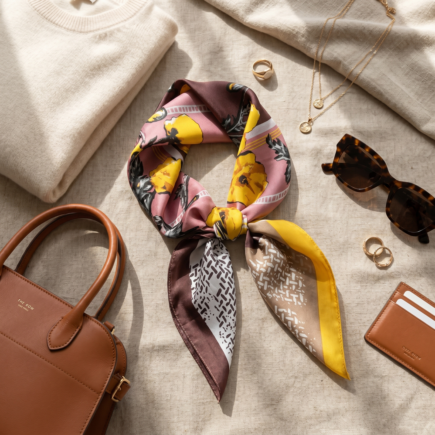 Bracksley multicolor floral satin scarf for women, 27 inch square — view 2