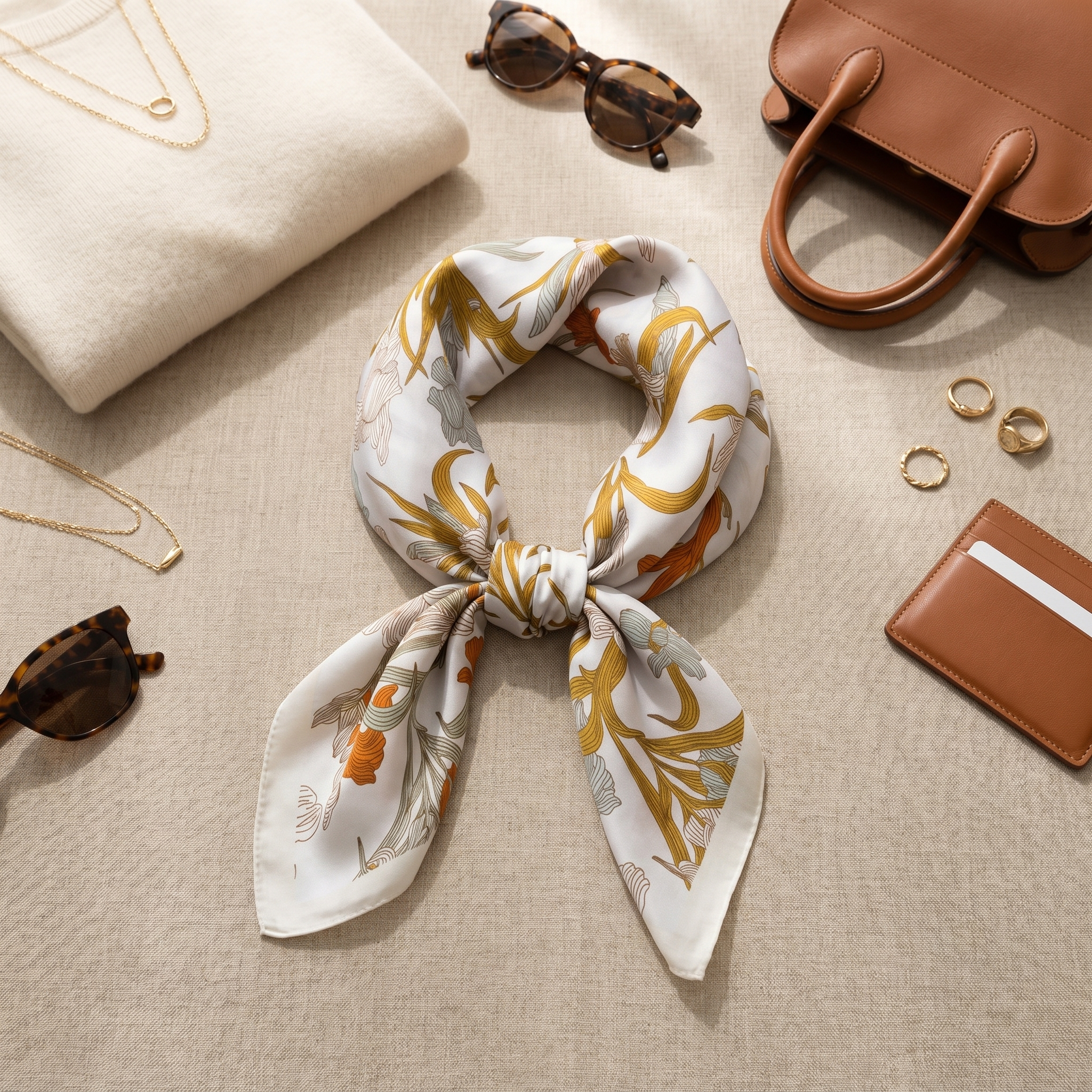 Bracksley multicolor floral satin scarf for women, 27 inch square — view 2