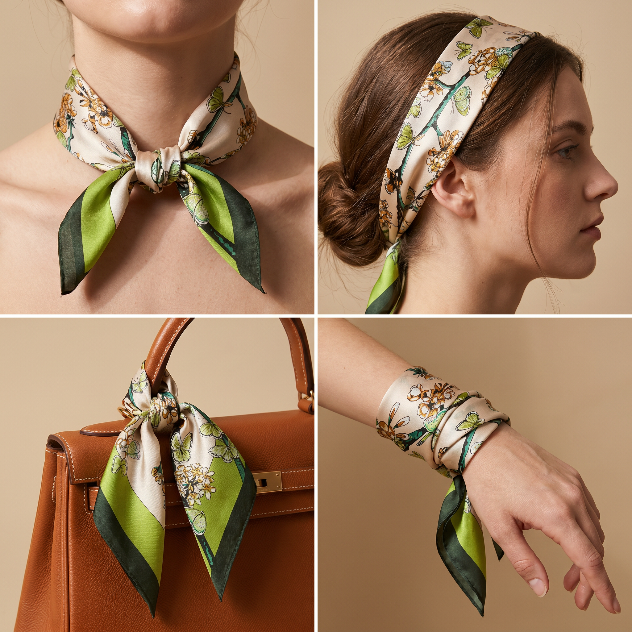 Bracksley multicolor floral satin scarf for women, 27 inch square — view 3