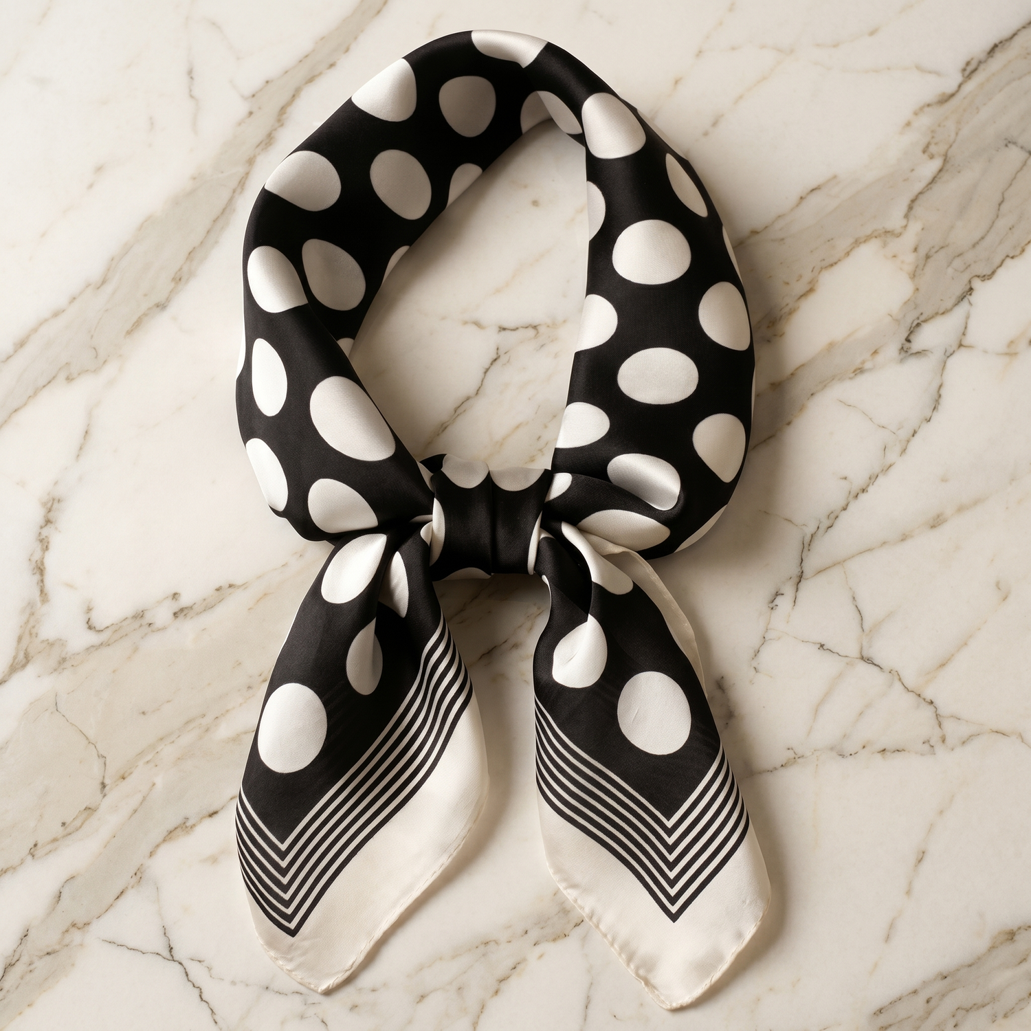 Bracksley black geometric satin scarf for women, 27 inch square — view 1