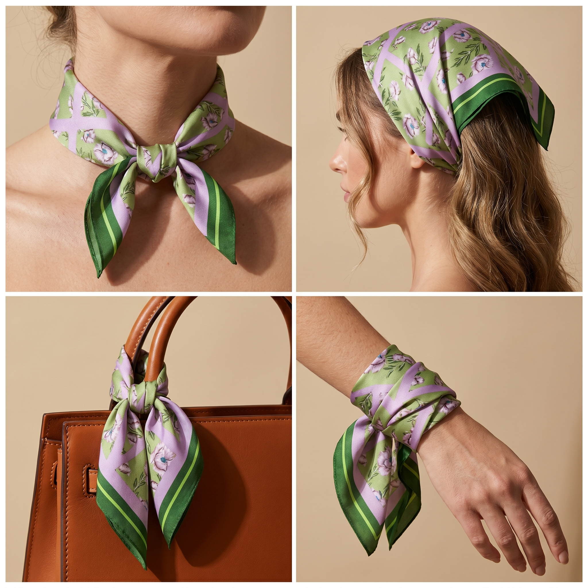 Bracksley multicolor floral satin scarf for women, 27 inch square — view 3