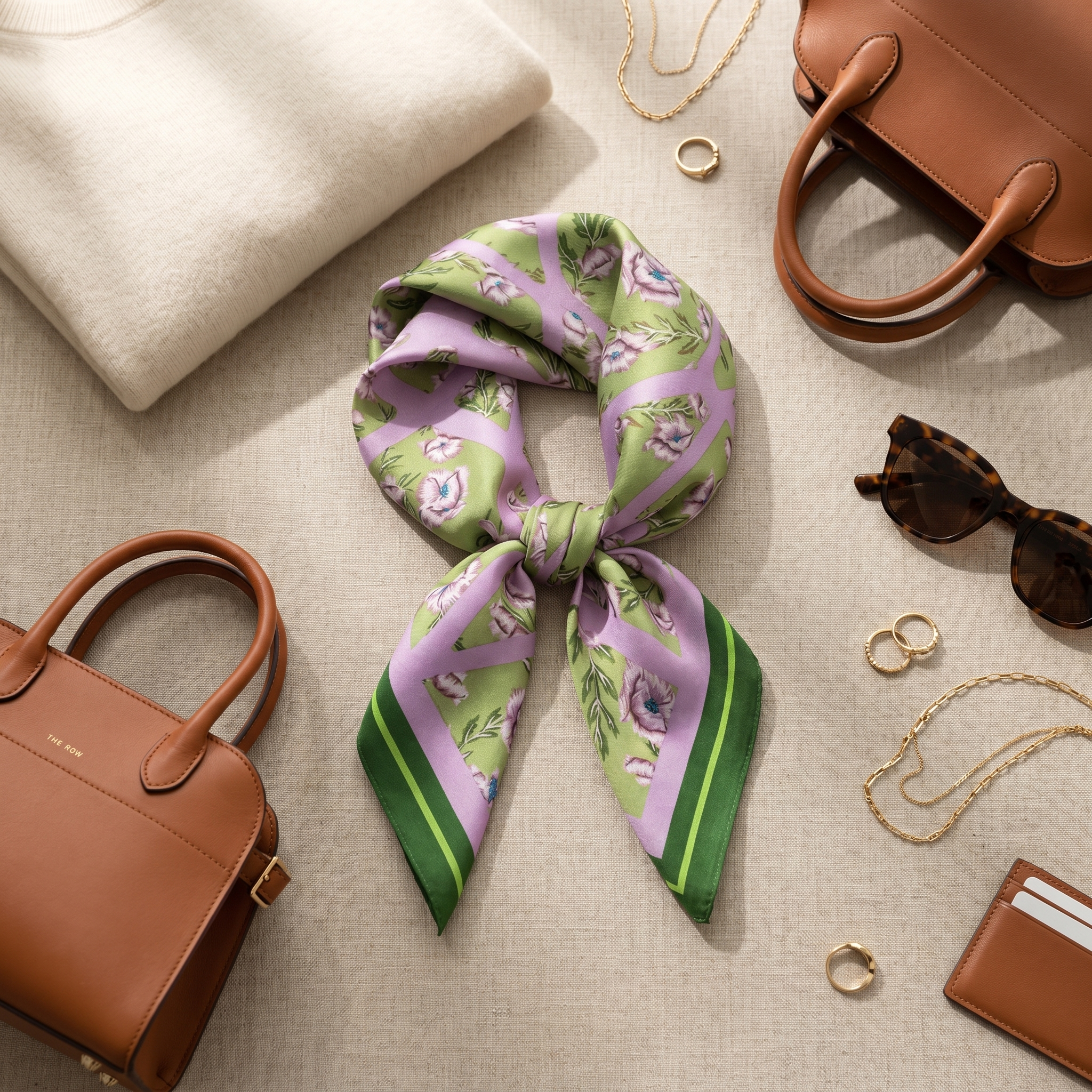 Bracksley multicolor floral satin scarf for women, 27 inch square — view 2