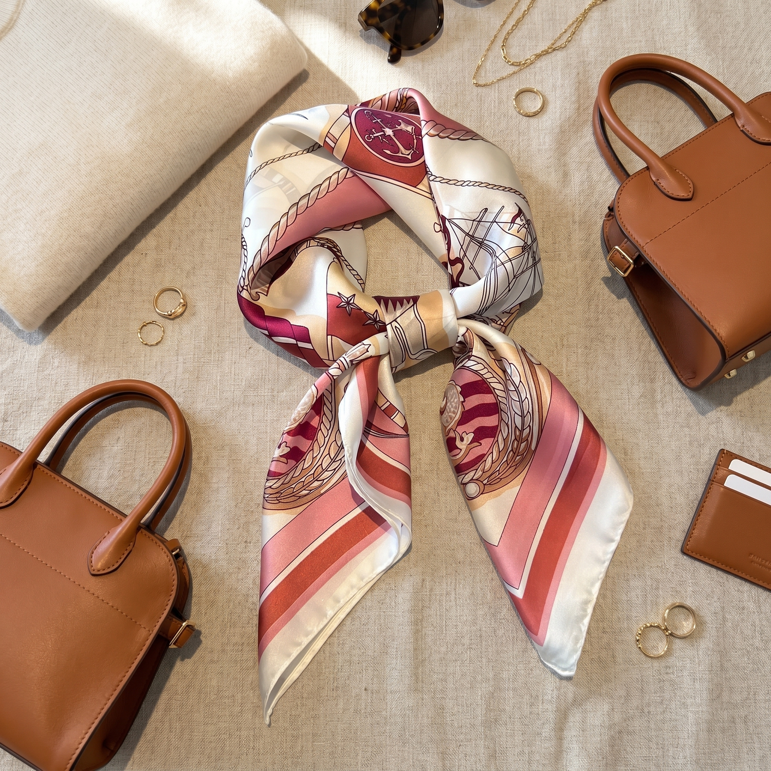Bracksley multicolor klassisch satin scarf for women, 27 inch square — view 2