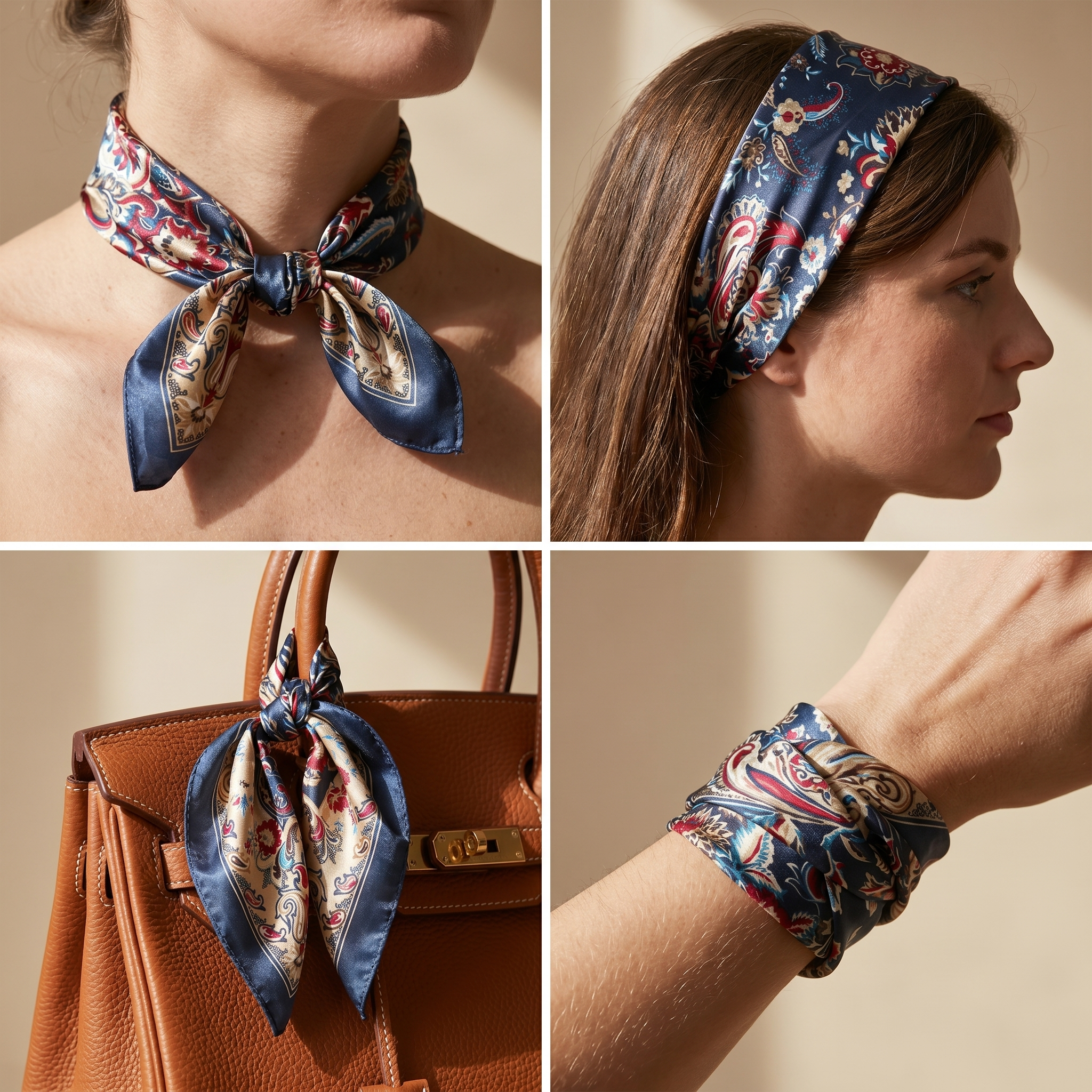 Bracksley multicolor floral satin scarf for women, 27 inch square — view 3