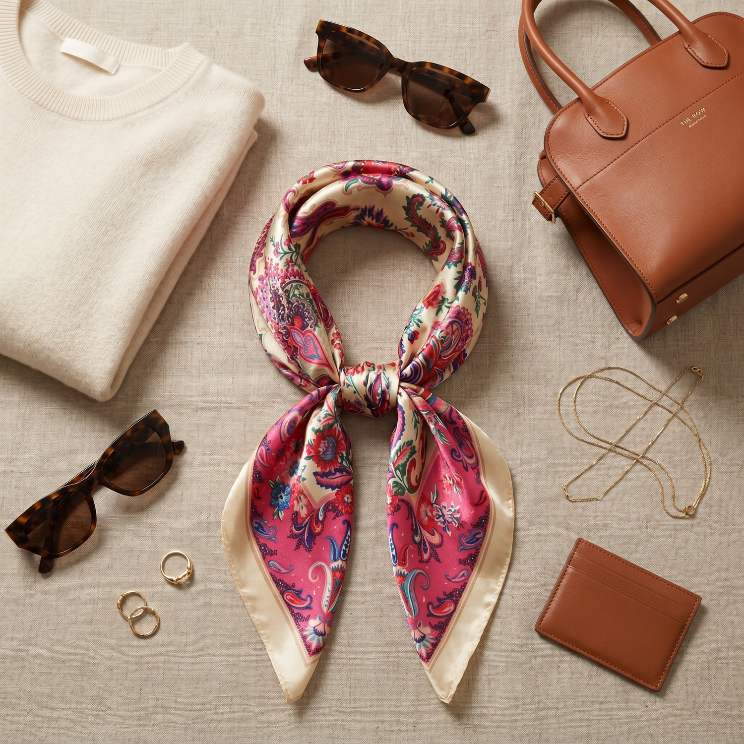 Bracksley multicolor floral satin scarf for women, 27 inch square — view 2