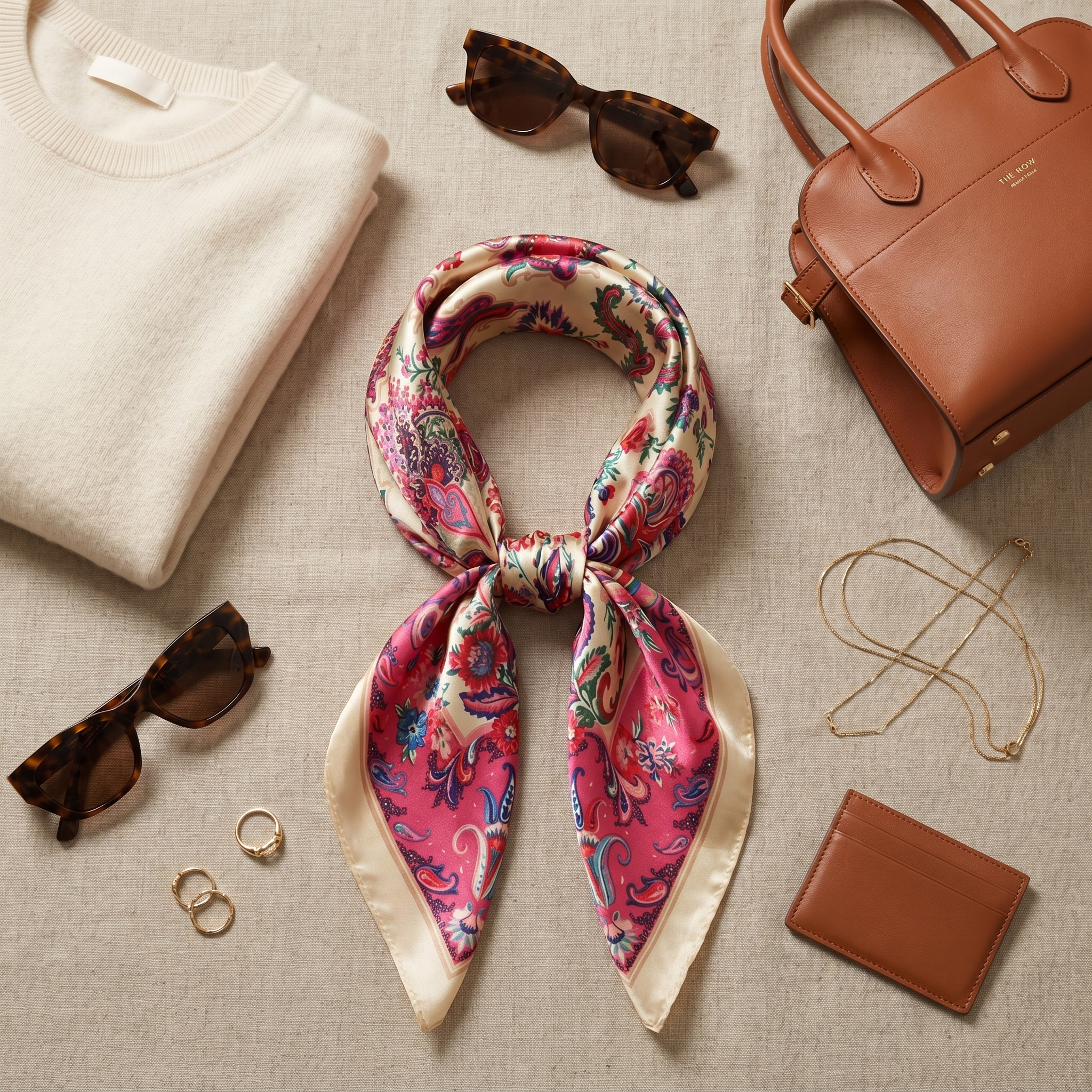 Bracksley multicolor floral satin scarf for women, 27 inch square — view 2