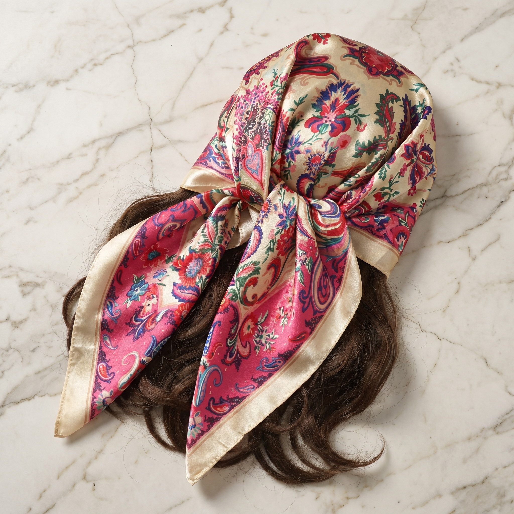 Bracksley multicolor floral satin scarf for women, 27 inch square — view 1