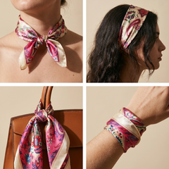 Bracksley multicolor floral satin scarf for women, 27 inch square — view 3