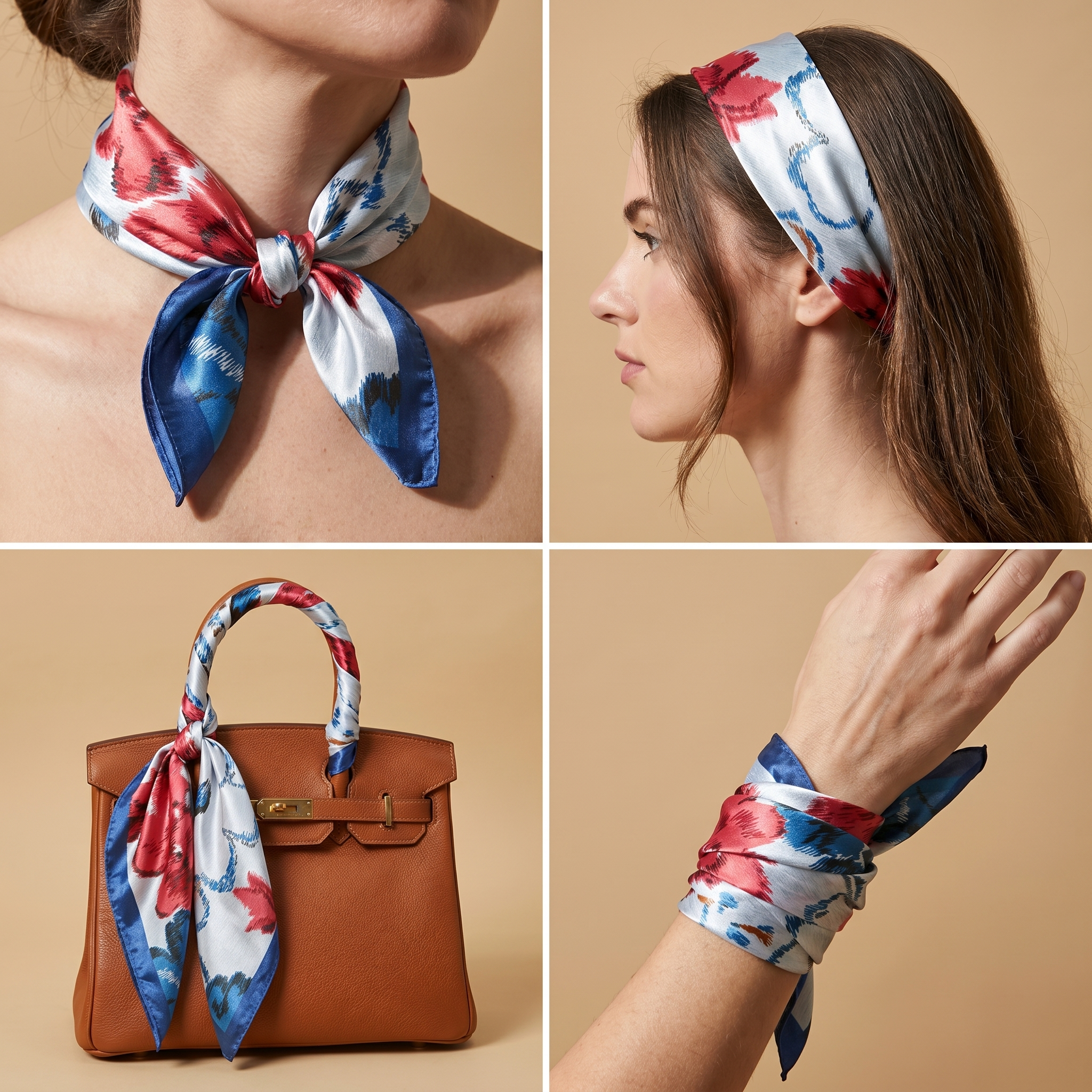 Bracksley multicolor floral satin scarf for women, 27 inch square — view 3