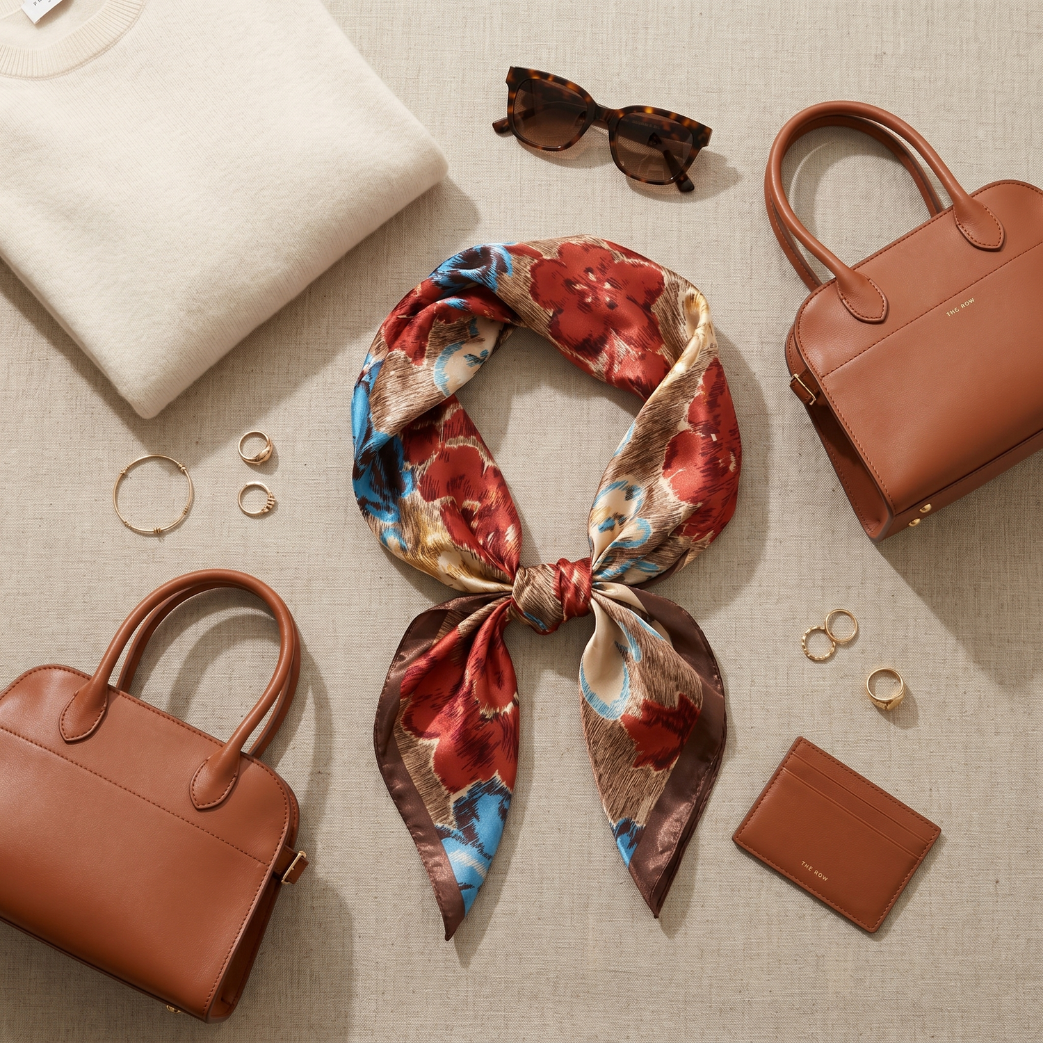 Bracksley multicolor floral satin scarf for women, 27 inch square — view 2