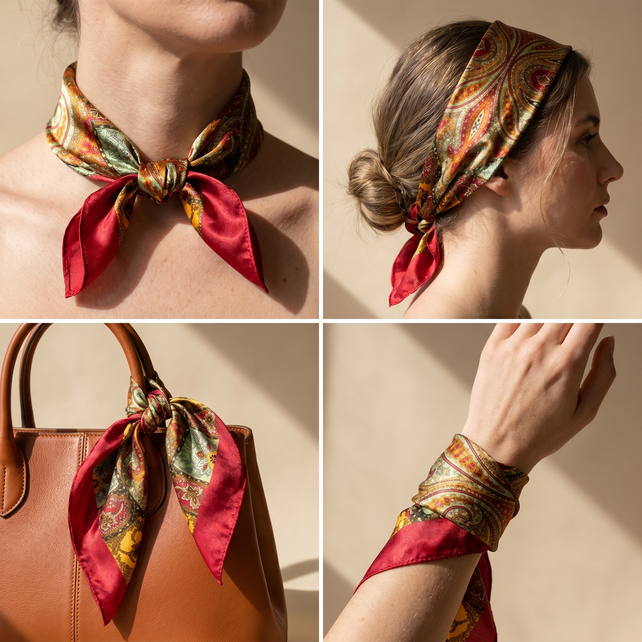 Bracksley multicolor paisley satin scarf for women, 27 inch square — view 3
