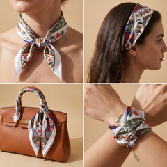 Bracksley multicolor floral satin scarf for women, 27 inch square — view 3