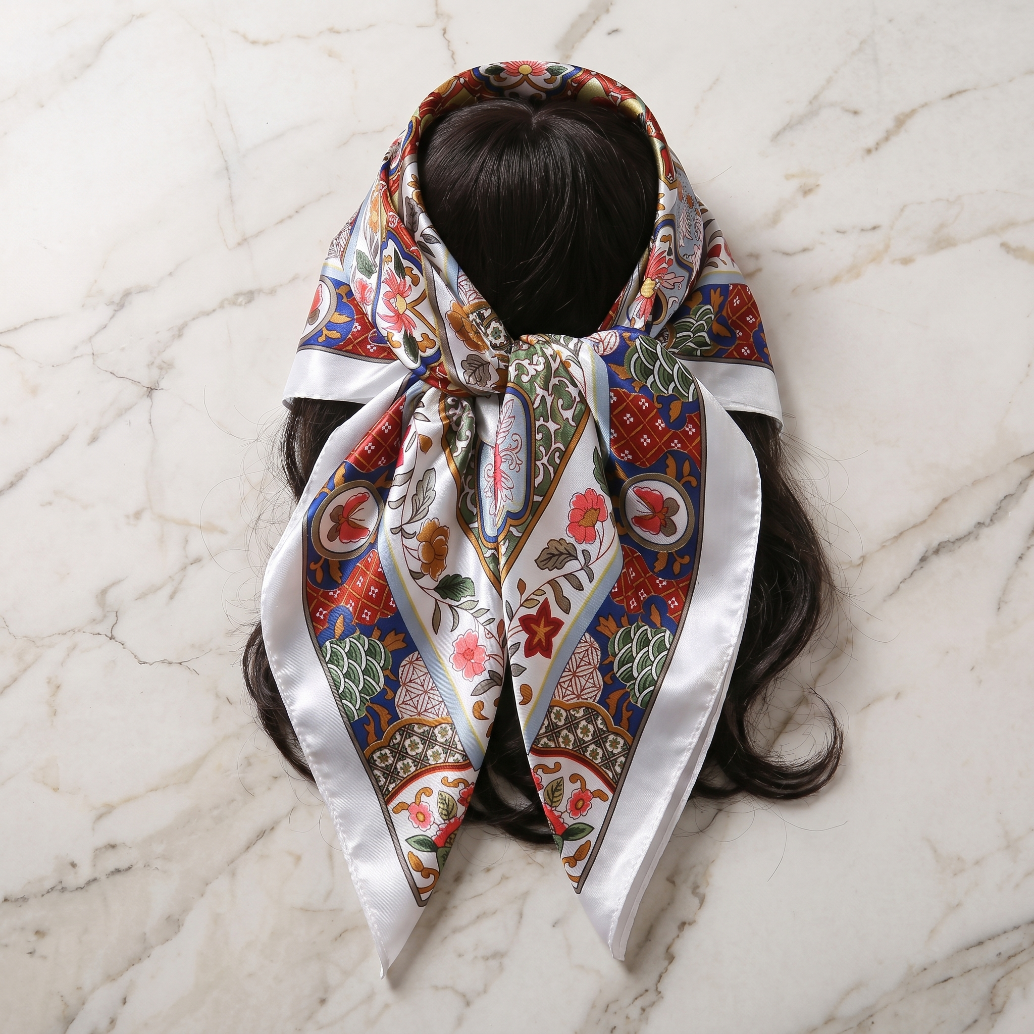 Bracksley multicolor floral satin scarf for women, 27 inch square — view 1