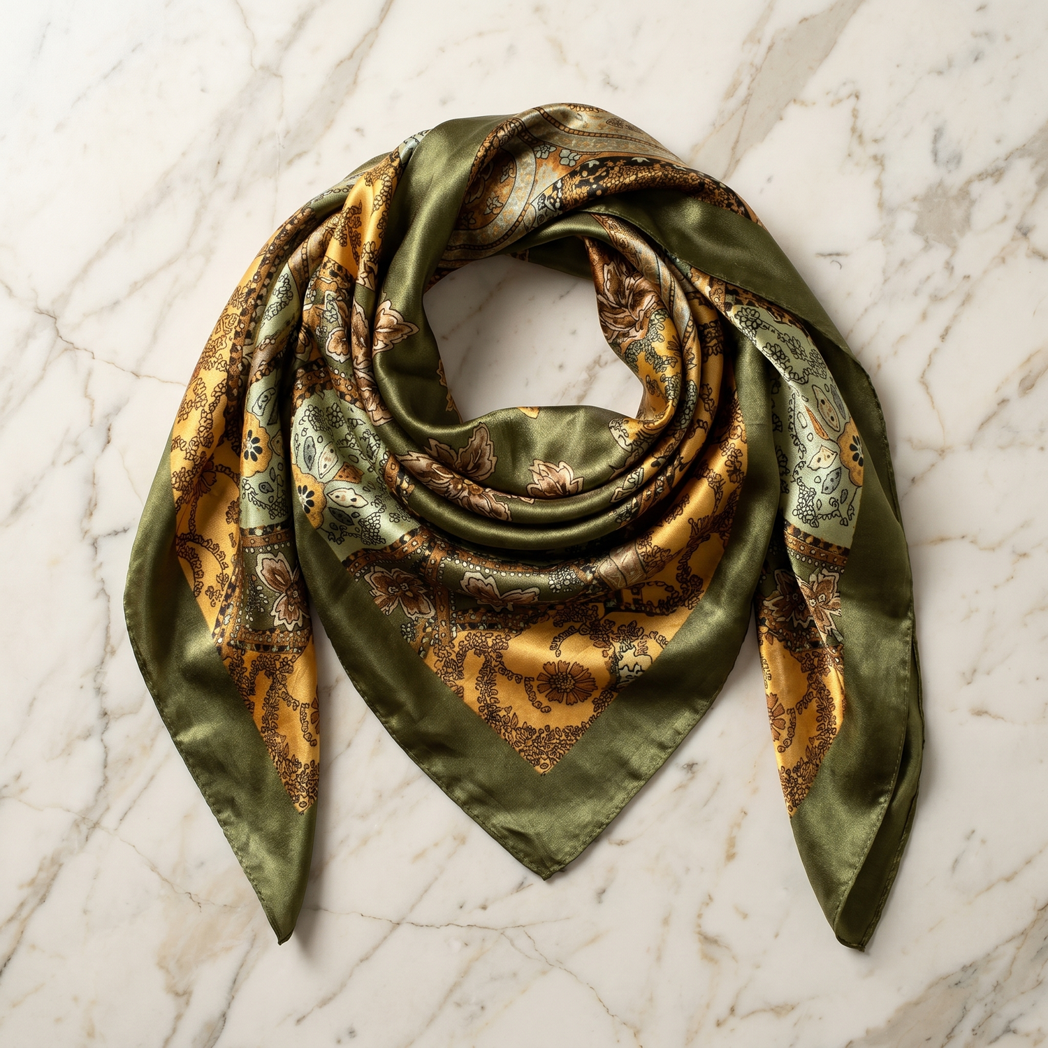 Bracksley multicolor paisley satin scarf for women, 27 inch square — view 1