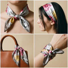 Bracksley multicolor floral satin scarf for women, 27 inch square — view 3