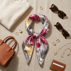 Bracksley multicolor floral satin scarf for women, 27 inch square — view 2