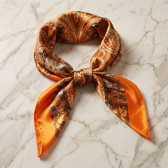Bracksley orange paisley satin scarf for women, 27 inch square — view 1