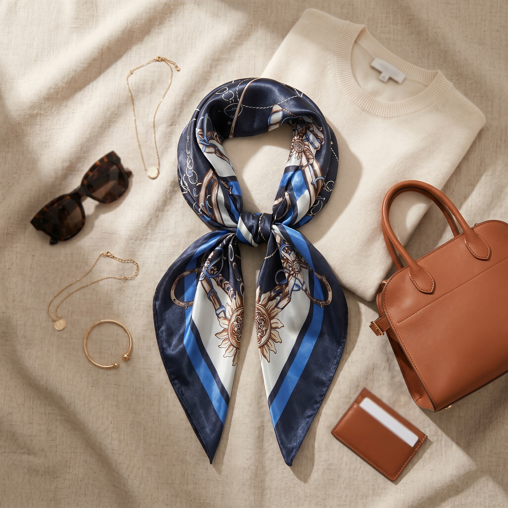 Bracksley multicolor klassisch satin scarf for women, 27 inch square — view 2