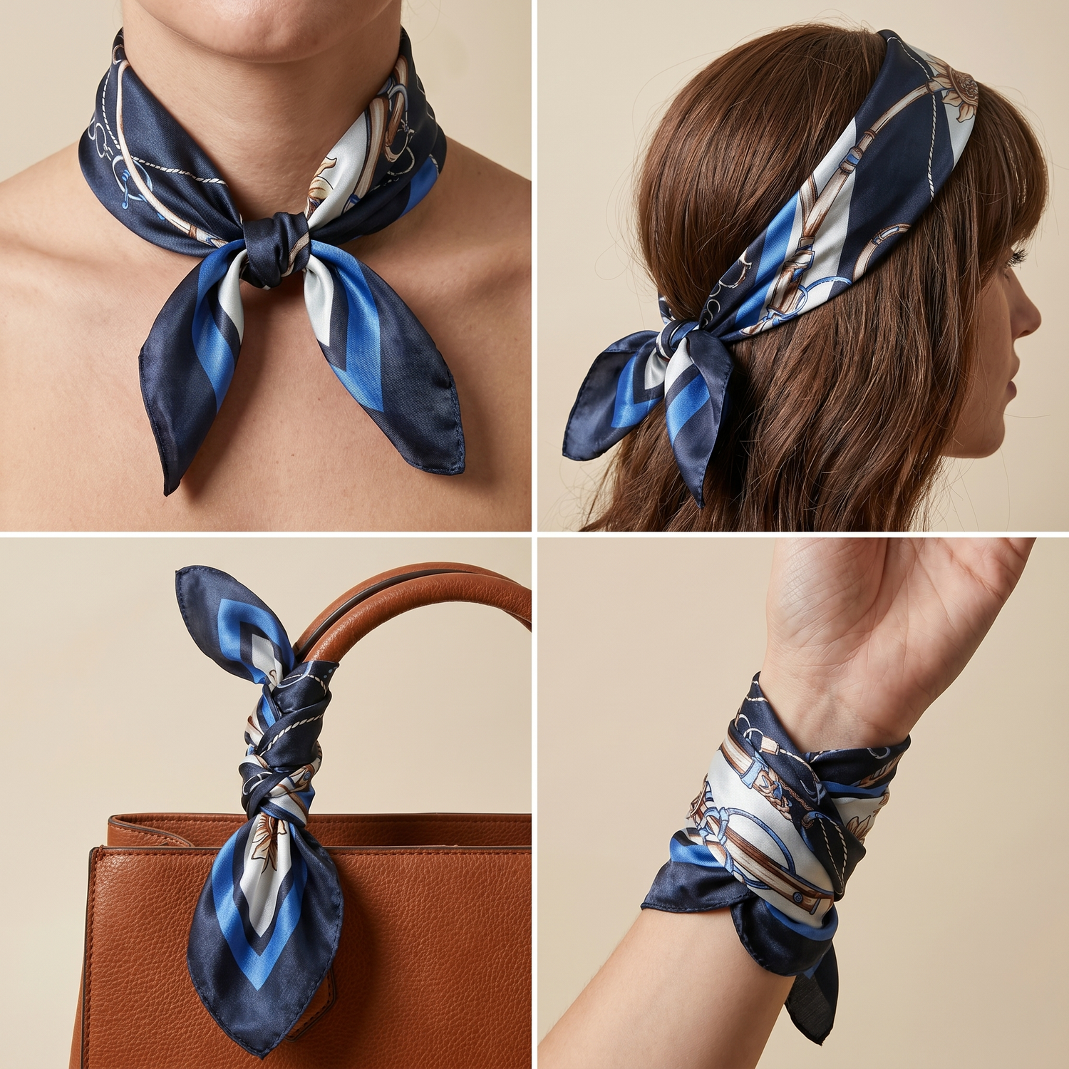 Bracksley multicolor klassisch satin scarf for women, 27 inch square — view 3