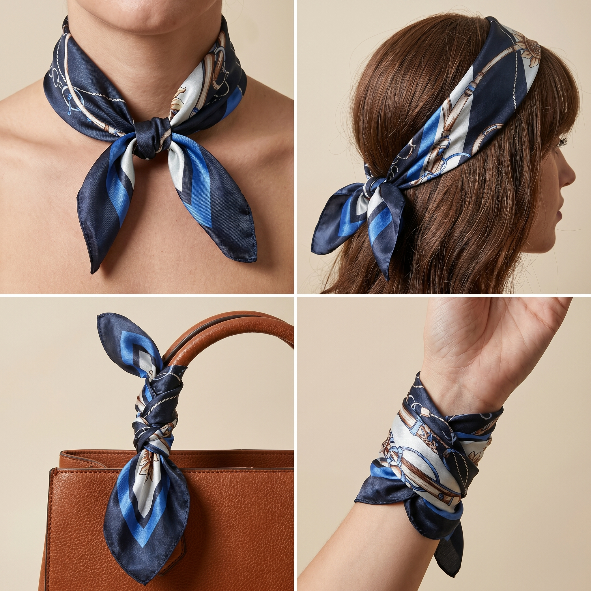 Bracksley multicolor klassisch satin scarf for women, 27 inch square — view 3