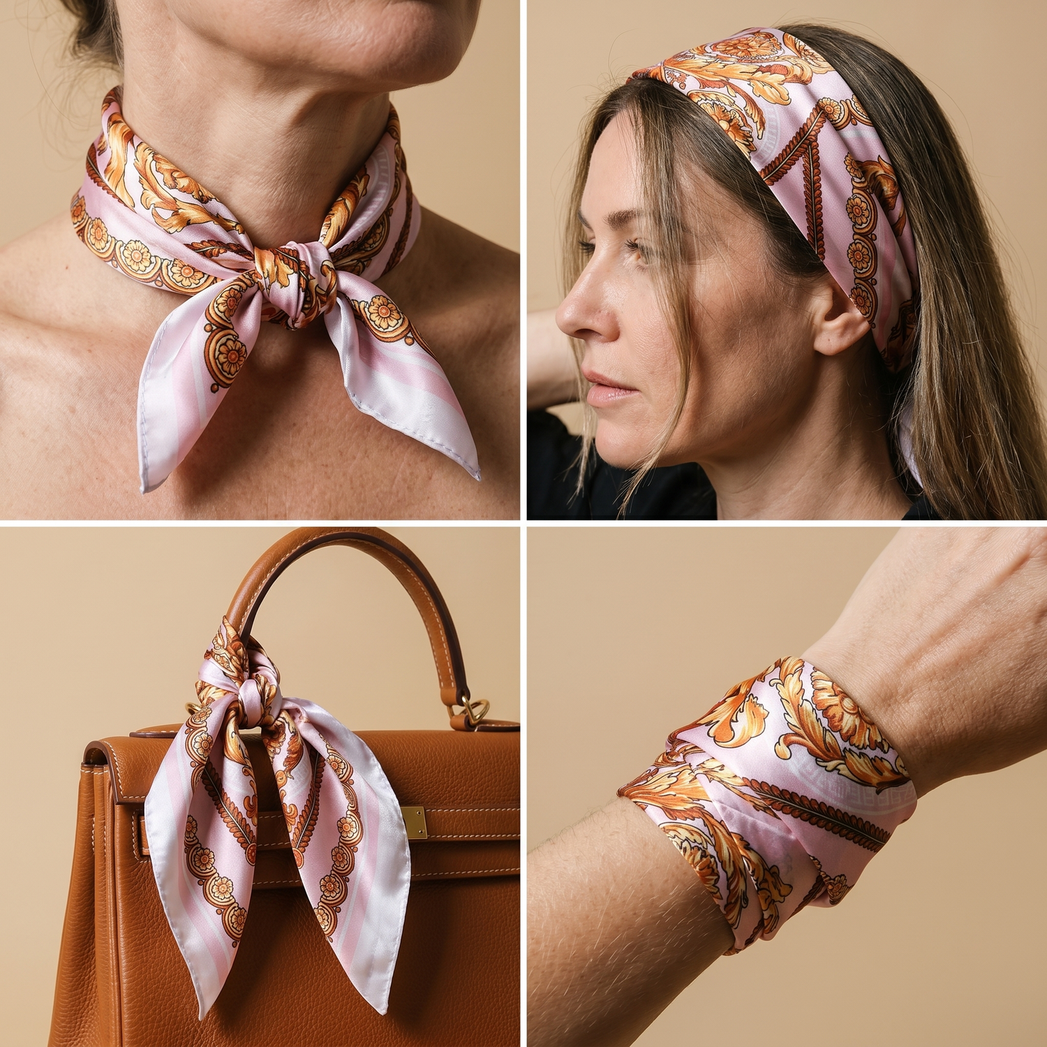 Bracksley multicolor floral satin scarf for women, 27 inch square — view 3