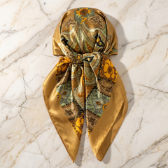 Bracksley gold paisley satin scarf for women, 27 inch square — view 1