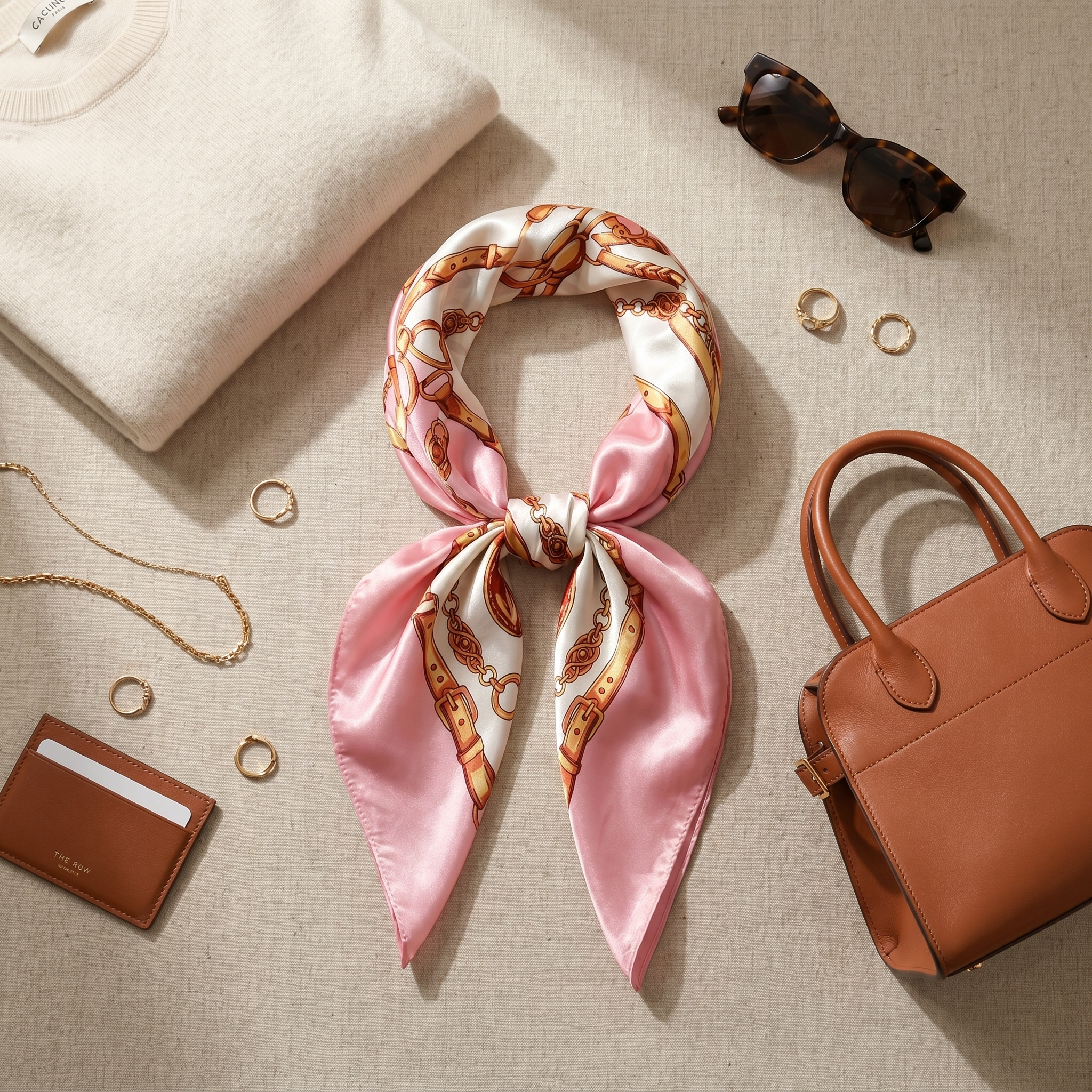 Bracksley pink klassisch satin scarf for women, 27 inch square — view 2