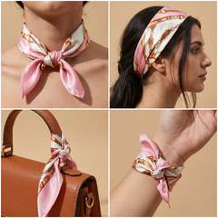 Bracksley pink klassisch satin scarf for women, 27 inch square — view 3