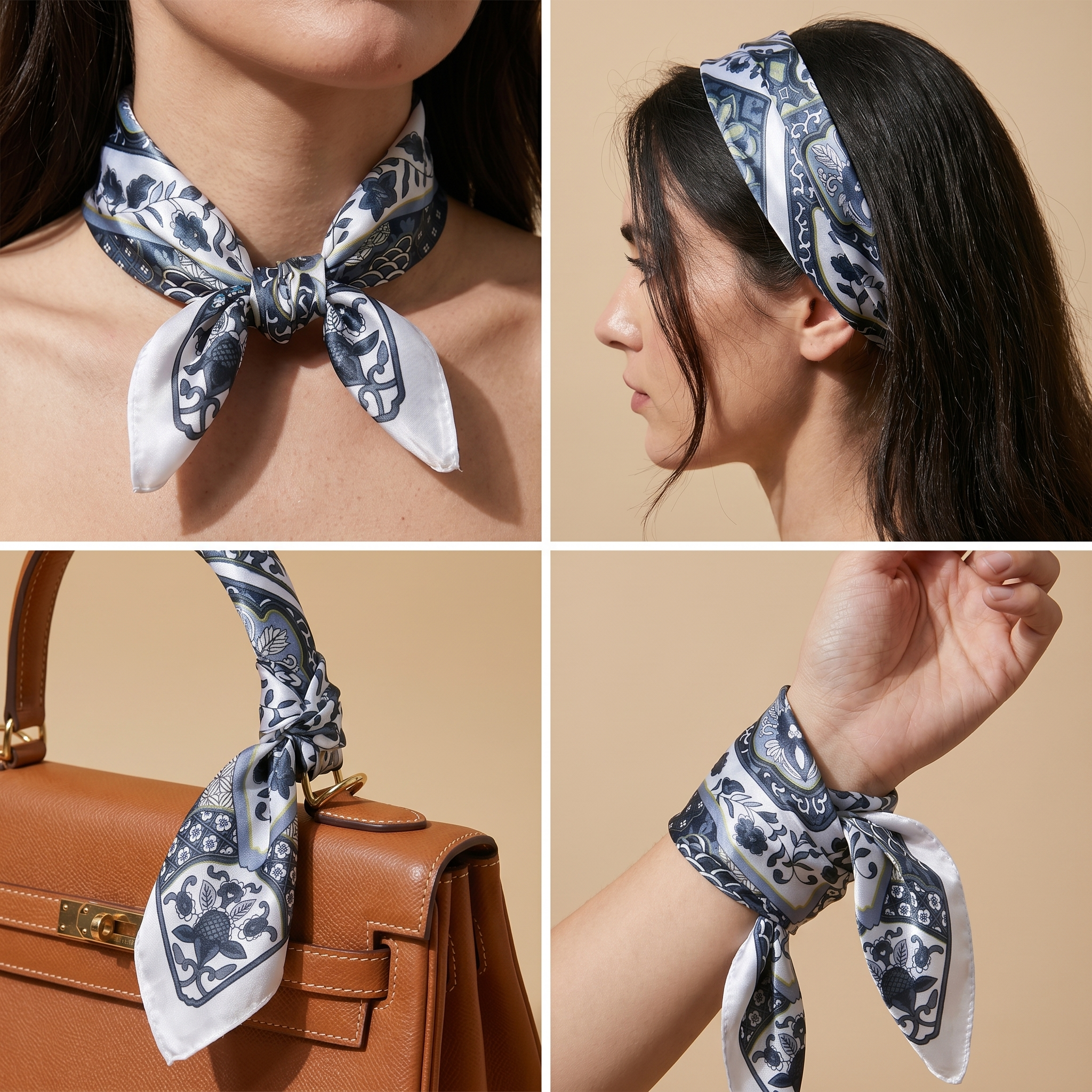 Bracksley multicolor klassisch satin scarf for women, 27 inch square — view 3