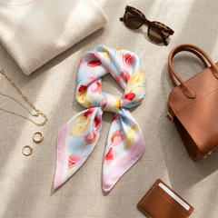 Bracksley multicolor floral satin scarf for women, 27 inch square — view 2