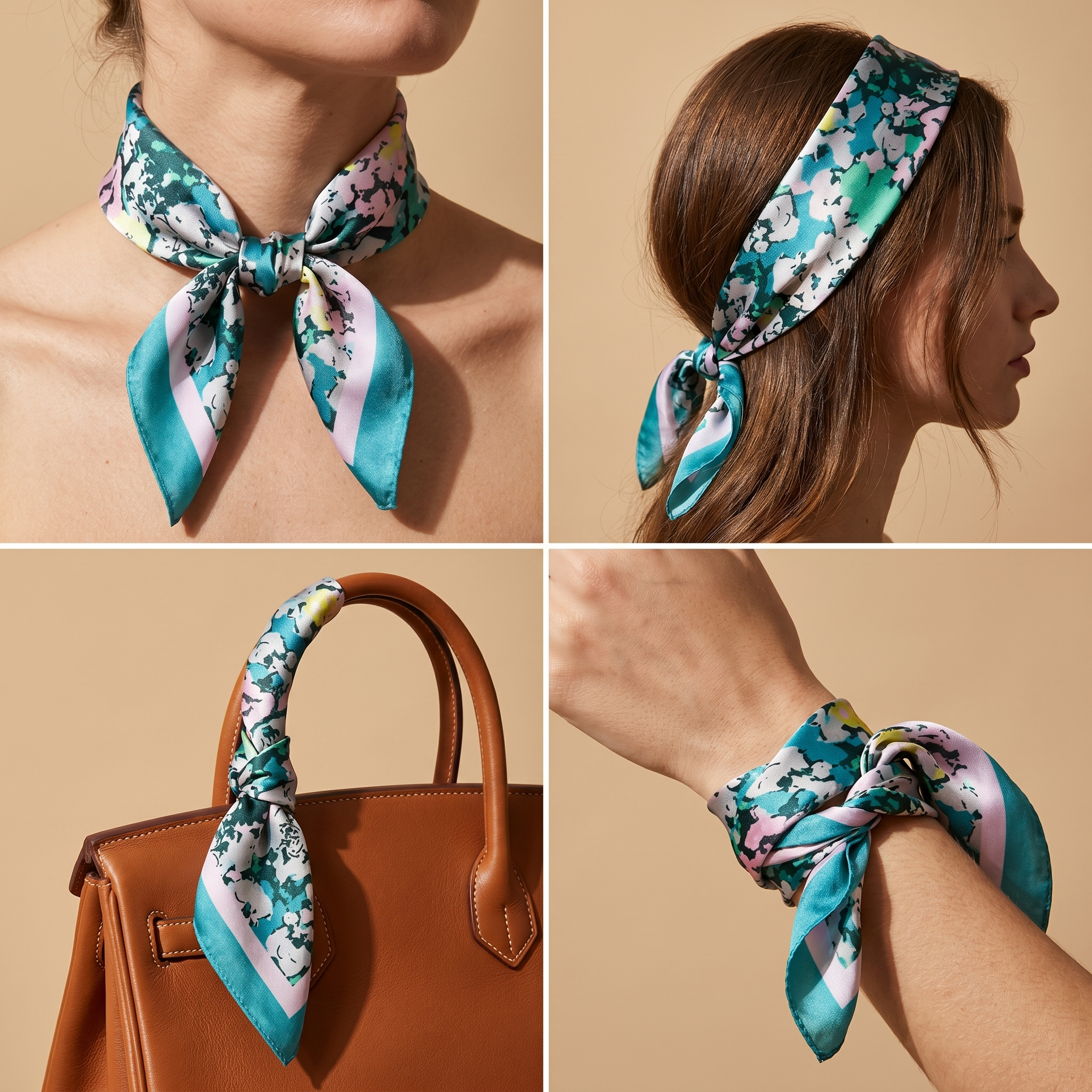 Bracksley multicolor floral satin scarf for women, 27 inch square — view 3