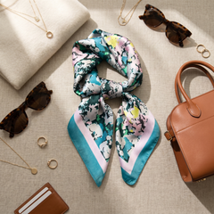 Bracksley multicolor floral satin scarf for women, 27 inch square — view 2