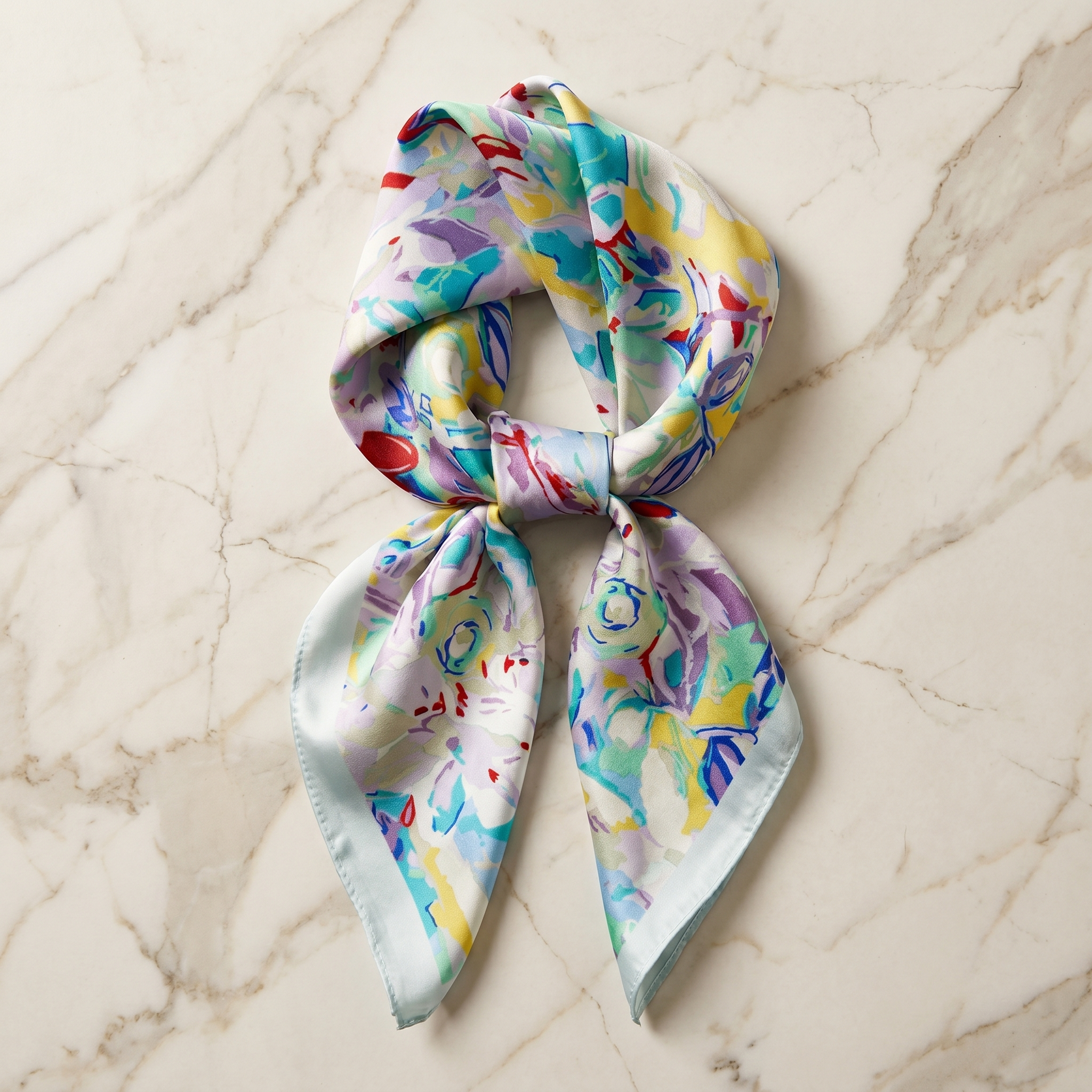Bracksley multicolor floral satin scarf for women, 27 inch square — view 1