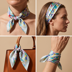 Bracksley multicolor floral satin scarf for women, 27 inch square — view 3