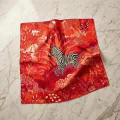 Bracksley red floral satin scarf for women, 27 inch square — view 1