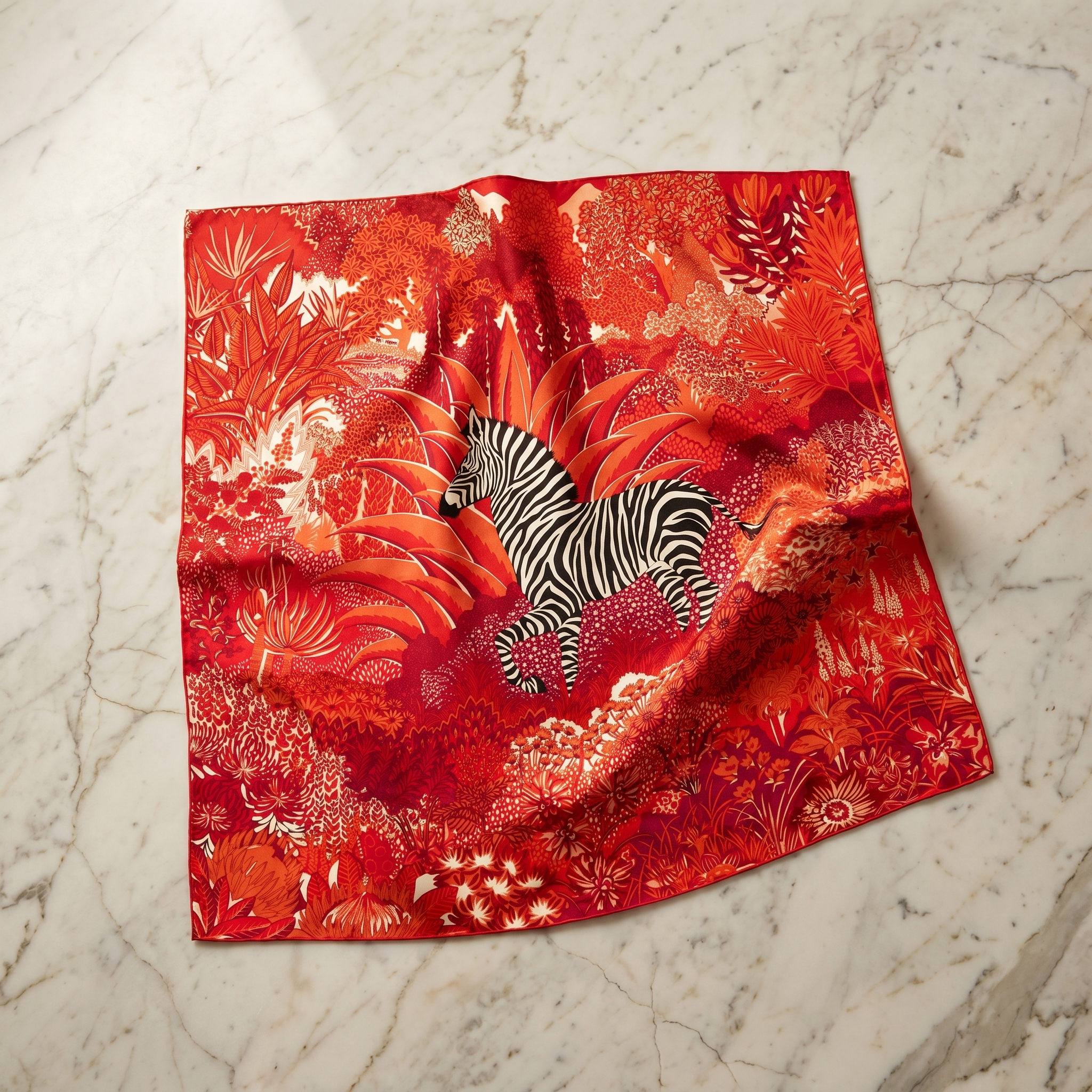 Bracksley red floral satin scarf for women, 27 inch square — view 1