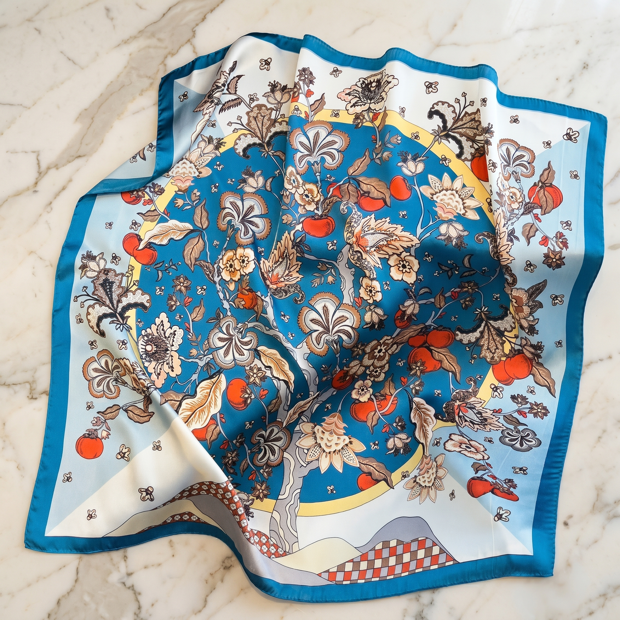Bracksley multicolor floral satin scarf for women, 27 inch square — view 1