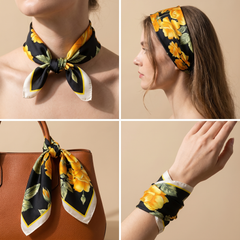 Bracksley multicolor floral satin scarf for women, 27 inch square — view 3