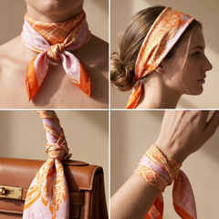 Bracksley orange klassisch satin scarf for women, 27 inch square — view 3