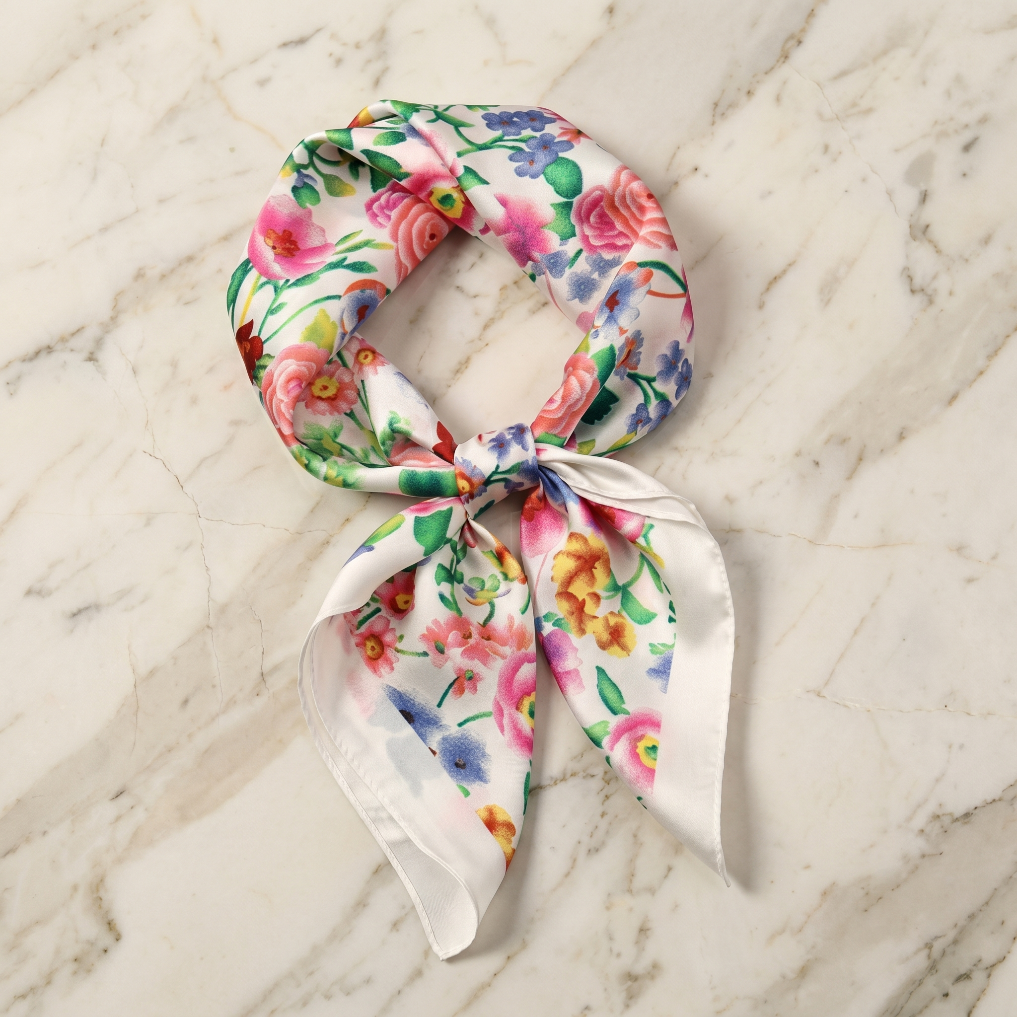 Bracksley multicolor floral satin scarf for women, 27 inch square — view 1