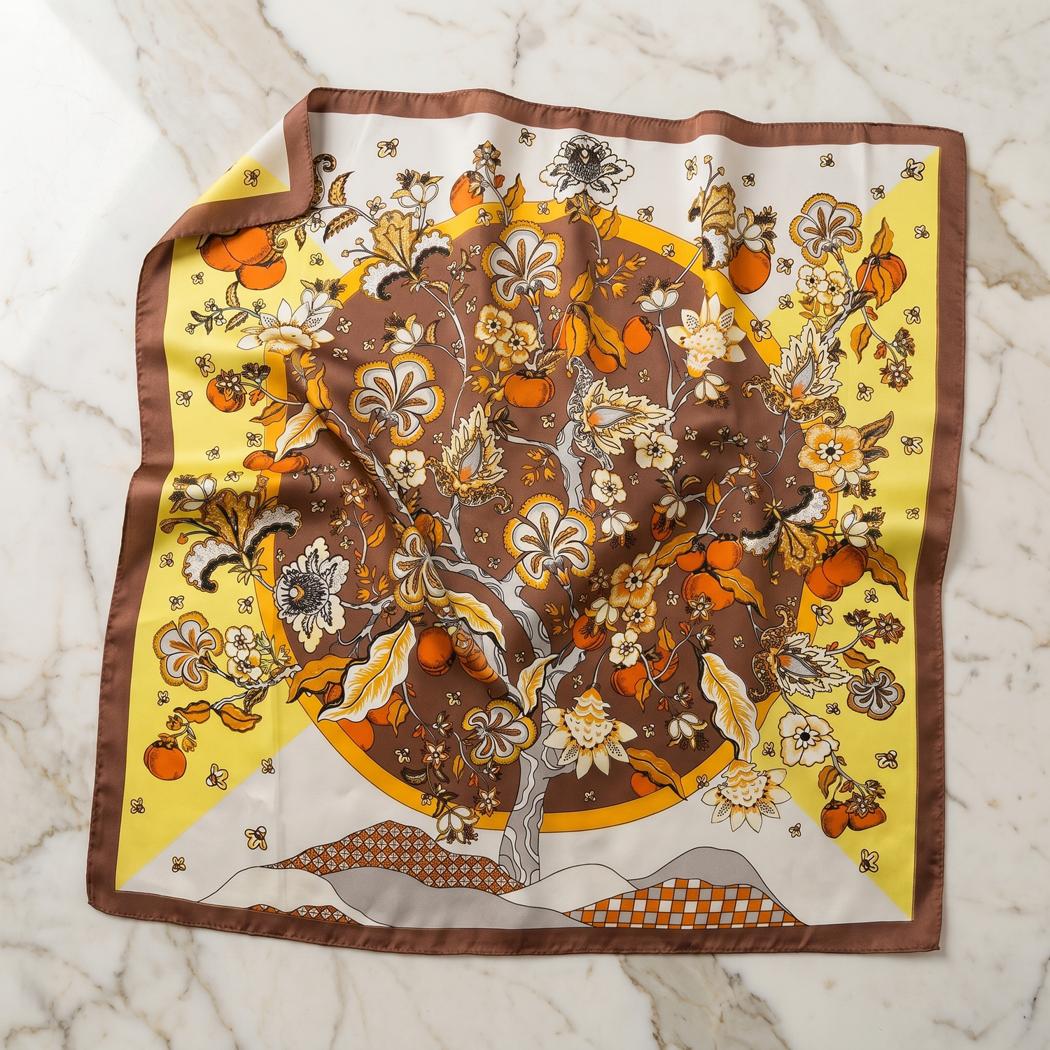 Bracksley multicolor floral satin scarf for women, 27 inch square — view 1