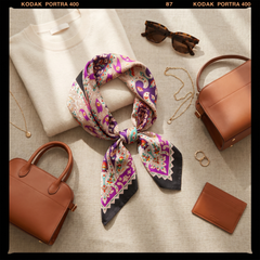 Bracksley multicolor paisley satin scarf for women, 27 inch square — view 2