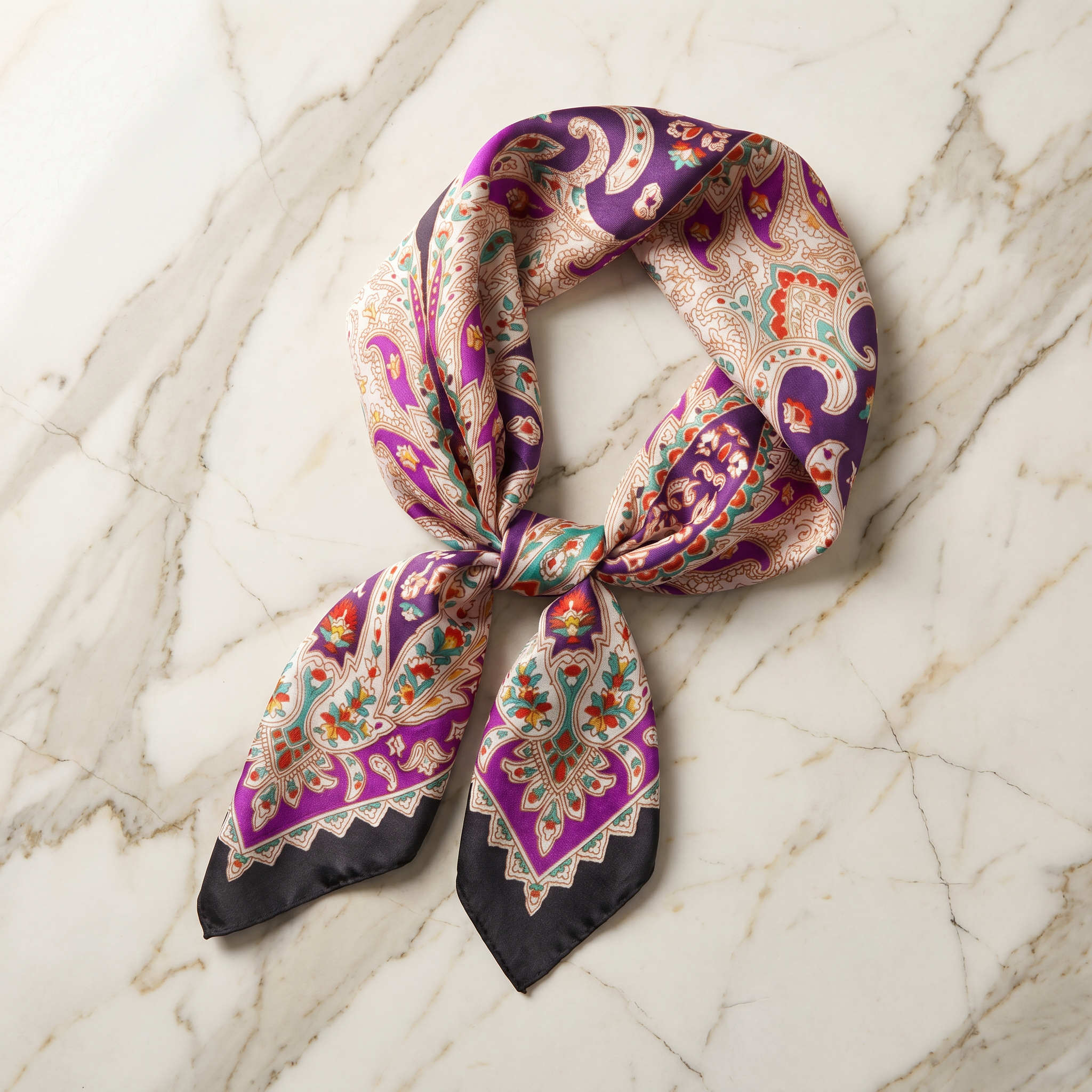 Bracksley multicolor paisley satin scarf for women, 27 inch square — view 1