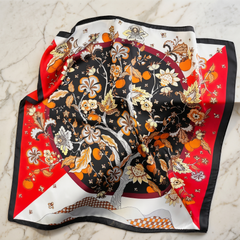 Bracksley multicolor floral satin scarf for women, 27 inch square — view 1