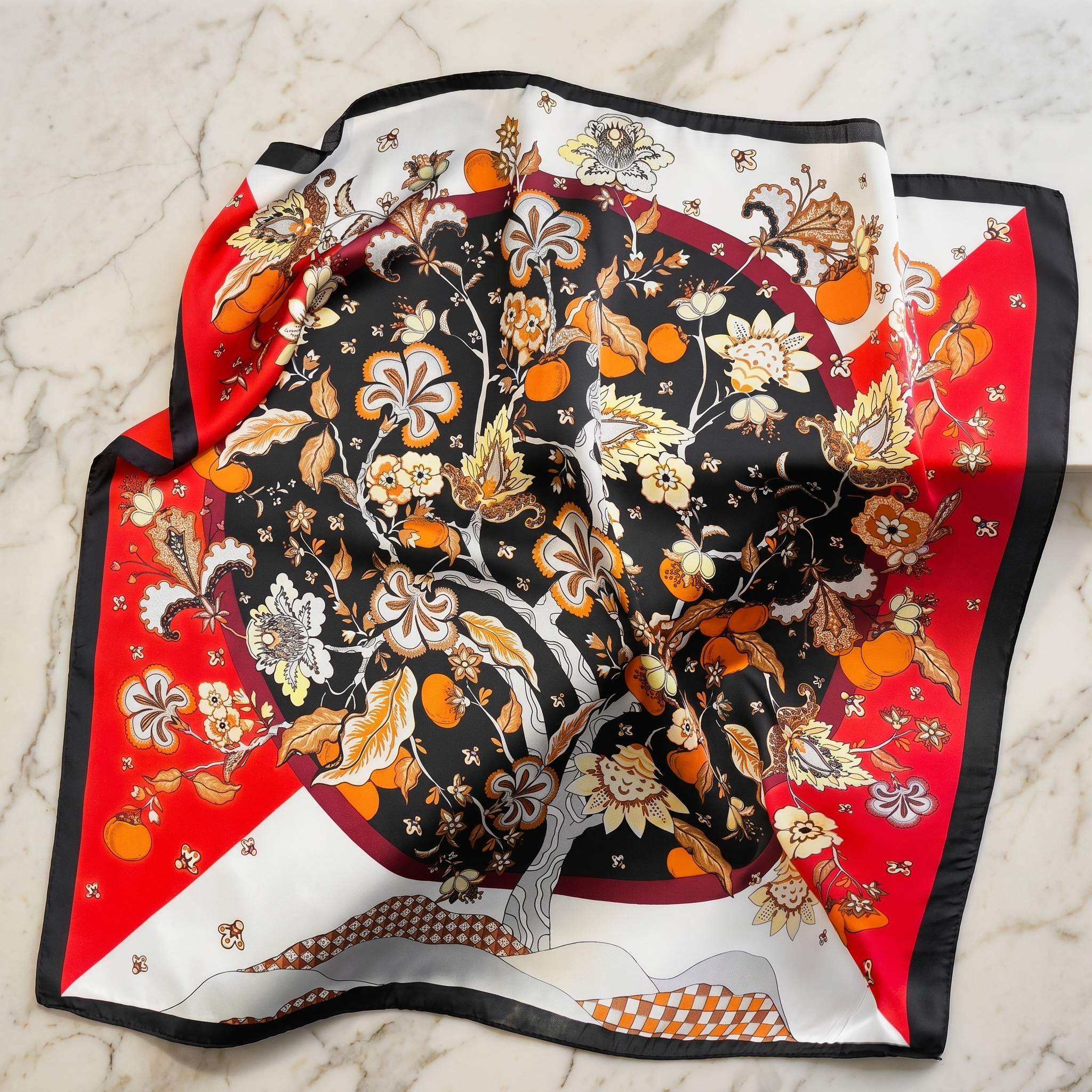 Bracksley multicolor floral satin scarf for women, 27 inch square — view 1