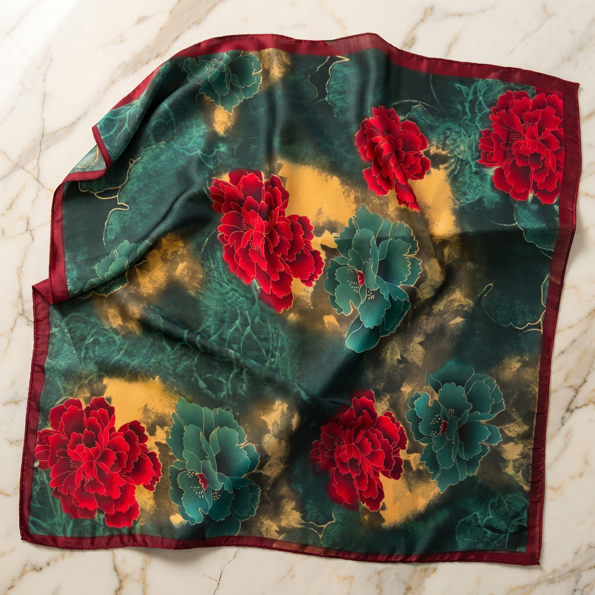 Bracksley multicolor floral satin scarf for women, 27 inch square — view 1