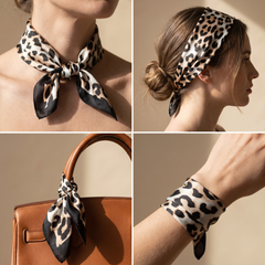 Bracksley beige animal satin scarf for women, 27 inch square — view 3