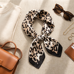 Bracksley beige animal satin scarf for women, 27 inch square — view 2
